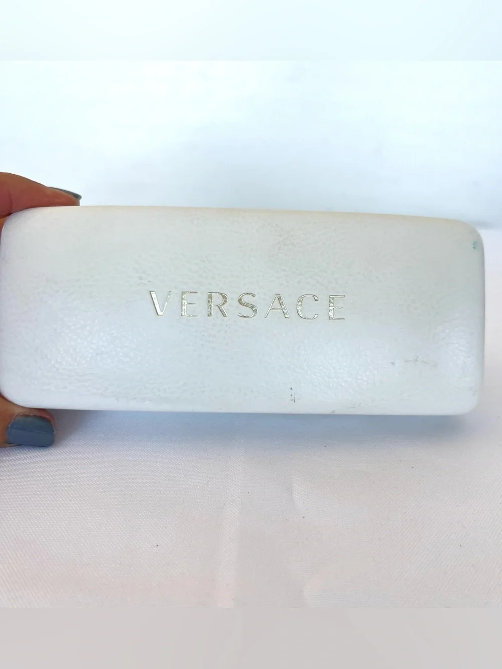 VERSACE MOD 480/A N52 Bold Black Frame Oval Lenses Silver Metal Logo Sunglasses
